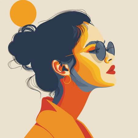 Portrait of a beautiful woman in retro style. Vector illustration.のイラスト素材