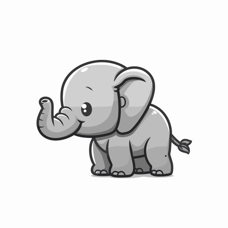 Cute elephant cartoon icon isolated on white background. Vector illustration.のイラスト素材