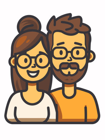 Portrait of a man and woman in glasses. Vector illustration.のイラスト素材