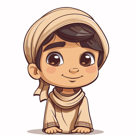 Cute little boy dressed in Indian clothes. Vector illustration.のイラスト素材