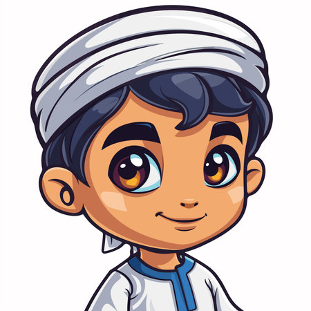 Indian boy with a turban on his head. Vector illustration.のイラスト素材
