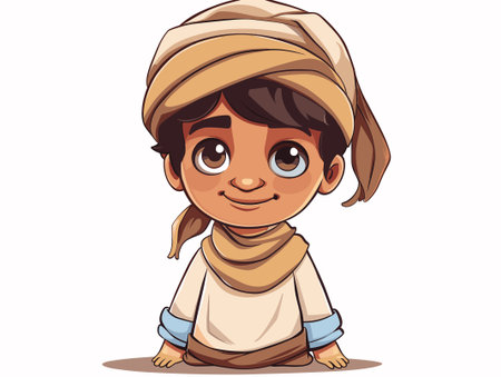 Cartoon illustration of a cute little boy in a turban.のイラスト素材