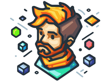 Vector illustration of a cartoon character in the style of pixel art.のイラスト素材