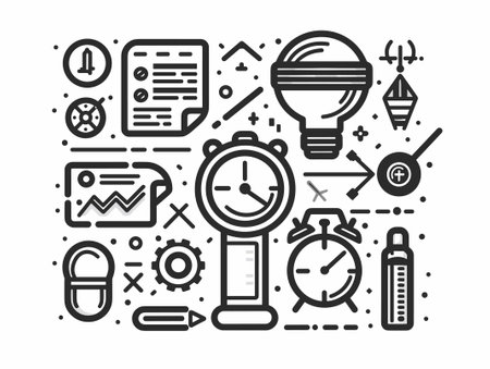 Line art minimalistic concept of time management. Vector illustration for banner, web page, print media.のイラスト素材