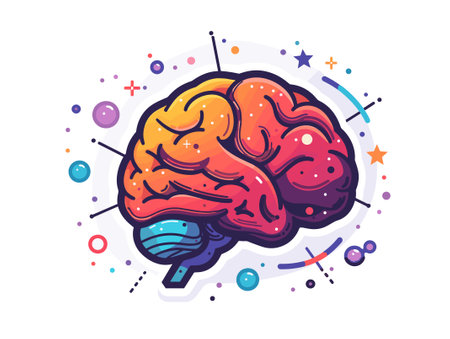 Human brain, vector illustration in cartoon style. Brainstorming conceptのイラスト素材