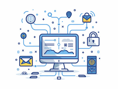 Computer security, data protection, online security concept. Vector illustration.のイラスト素材