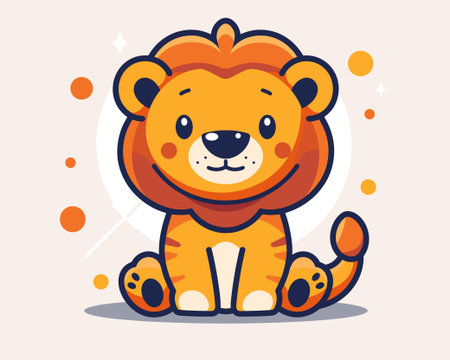 Cute lion cartoon character. Vector illustration in flat design style.のイラスト素材