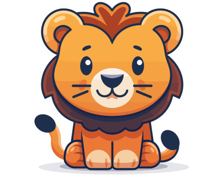 Cute cartoon lion. Vector illustration isolated on a white background.のイラスト素材
