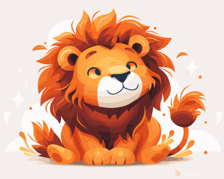 Cute cartoon lion on white background. Vector illustration for your designのイラスト素材