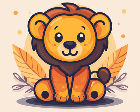 Lion. Vector illustration of a wild animal. Cartoon style.のイラスト素材