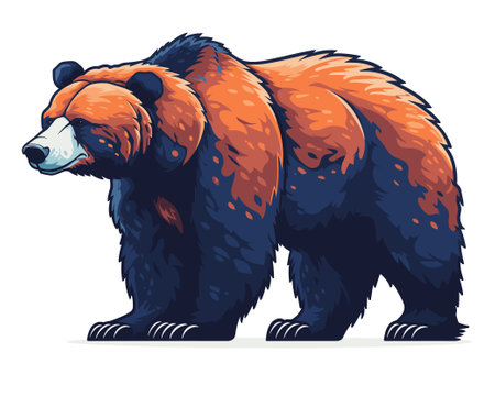 Grizzly bear on a white background. Vector illustration.のイラスト素材