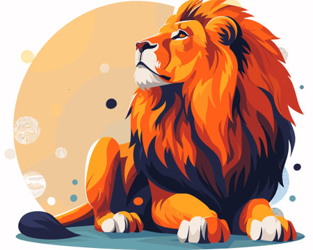 Cartoon lion on a white background. Vector illustration for your design