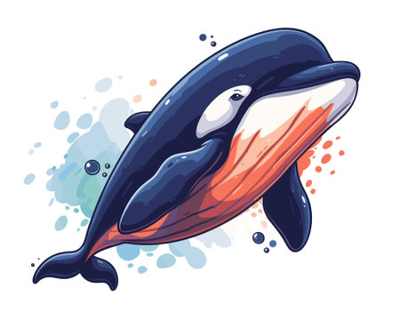 Cartoon killer whale. Vector illustration of a cartoon killer whale.のイラスト素材