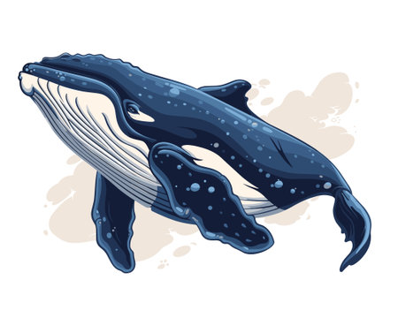 Whale isolated on white background. Vector illustration in cartoon style.のイラスト素材