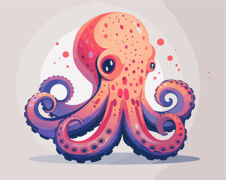 Octopus. Vector illustration of a cartoon octopus. Seafood.のイラスト素材