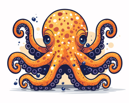 Cartoon octopus. Vector illustration of a cute cartoon octopus.のイラスト素材