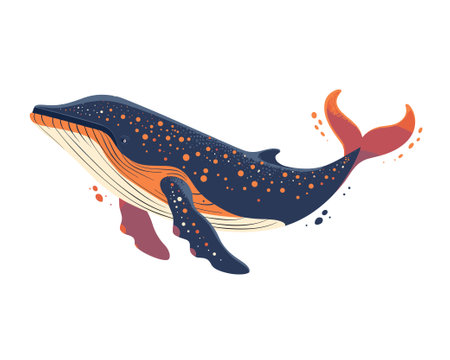 Whale. Vector illustration in flat style isolated on white background.のイラスト素材