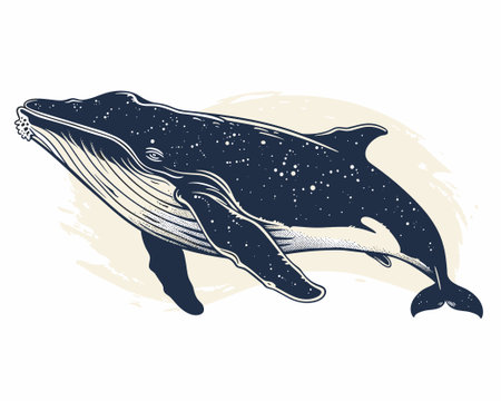 Humpback whale. Hand drawn vector illustration in sketch style.のイラスト素材