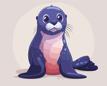 Cute cartoon seal. Vector illustration of a cute sea animal.のイラスト素材