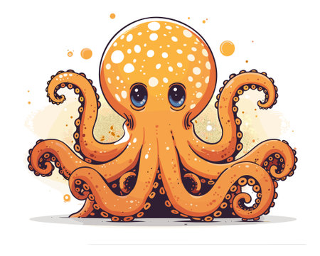Cute cartoon octopus. Vector illustration isolated on white background.のイラスト素材