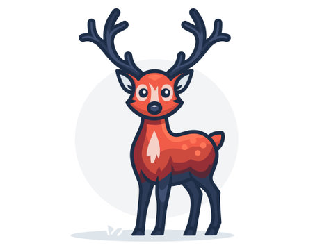 Vector illustration of a group of deer in cartoon style on a white background.のイラスト素材