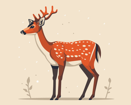 Cute little deer with antlers. Vector illustration in cartoon style.のイラスト素材