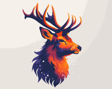 Deer with antlers. Vector illustration in flat cartoon style.のイラスト素材