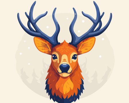 Deer head with antlers and snowflakes. Vector illustration.のイラスト素材