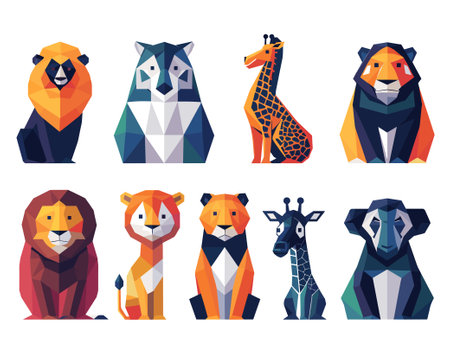 Cute cartoon foxes with leaves. Vector set of forest animals.のイラスト素材