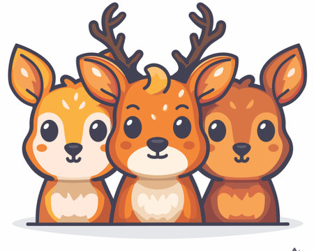 Cute little deer family isolated on white background. Vector illustration.のイラスト素材