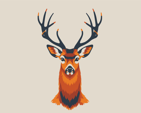 Deer head with antlers. Vector illustration in flat style.のイラスト素材