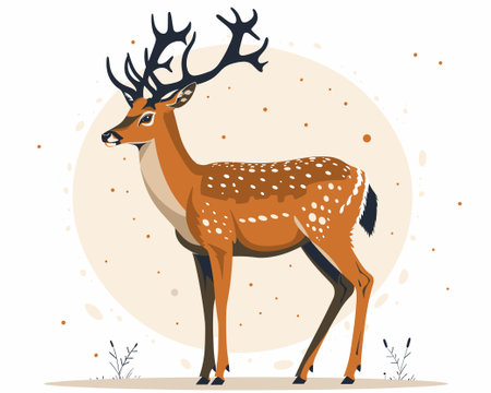 Deer in flat style. Vector illustration. Wild animal. Deer with antlers.のイラスト素材