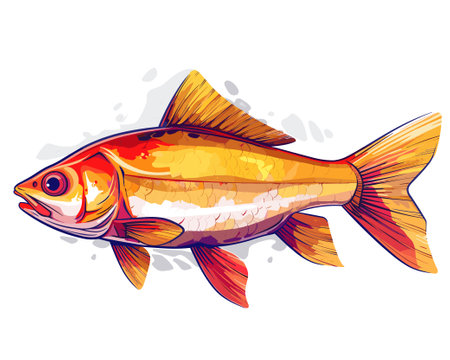 Illustration of a goldfish on a white background, vector illustrationのイラスト素材