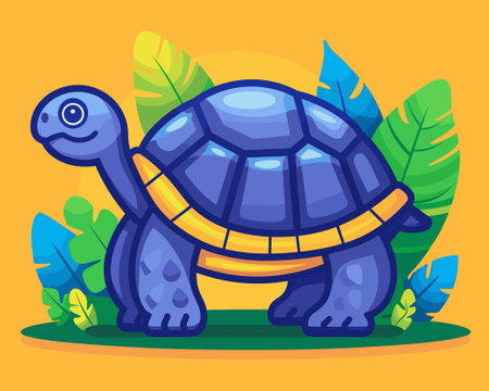 Turtle vector illustration. Cute cartoon tortoise. Vector illustration.のイラスト素材