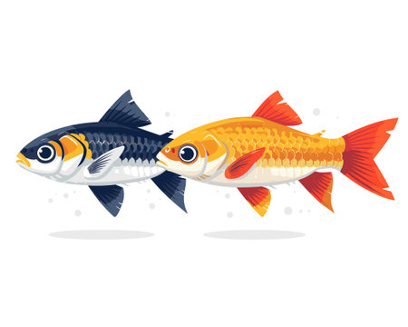 Illustration of two fishes in a flat style. Vector illustration.のイラスト素材