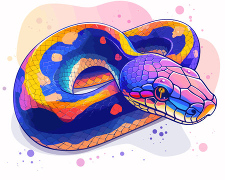 Vector illustration of a snake in the style of a stained glass.
