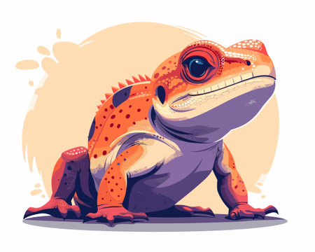 Cute cartoon chameleon on a white background. Vector illustrationのイラスト素材