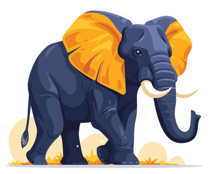 Elephant isolated on white background. Vector illustration. Cartoon style.のイラスト素材