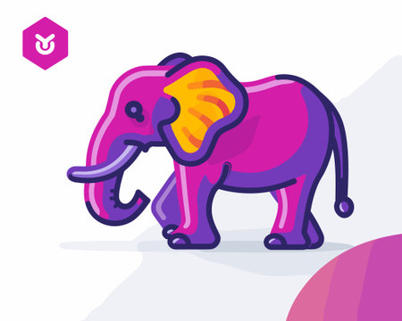 Elephant vector illustration. Flat design style. Isolated on white background.のイラスト素材