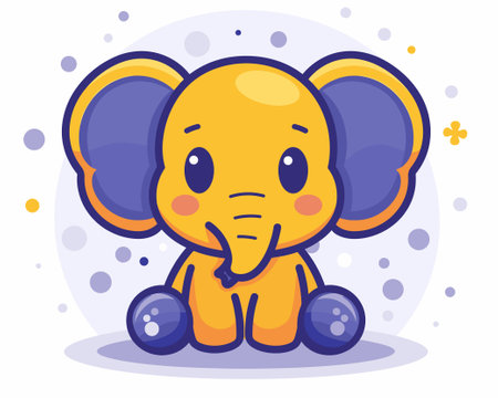 Cute cartoon elephant on a white background. Vector illustration in a flat style.のイラスト素材
