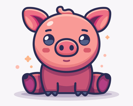 Cute pig cartoon. Vector illustration. Cute cartoon pig.のイラスト素材