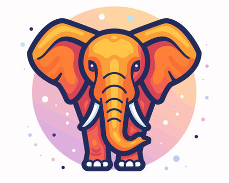 Cute cartoon elephant mascot. Vector illustration in a flat style.のイラスト素材
