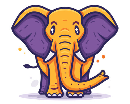 Cute cartoon elephant. Vector illustration. Isolated on white background.のイラスト素材