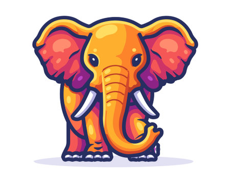Cute Cartoon Elephant. Vector illustration isolated on a white background.のイラスト素材