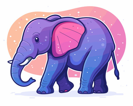 Cute cartoon elephant on a pink background. Colorful vector illustration.のイラスト素材