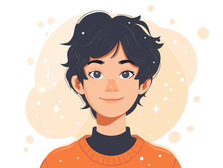 Portrait of a beautiful girl with short hair. Vector illustration.