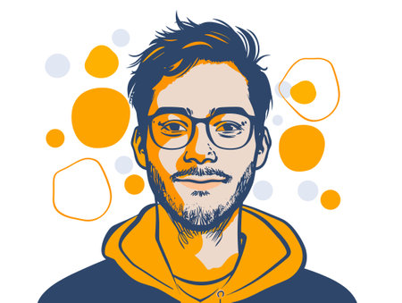 Portrait of a man with a beard and glasses. Vector illustration.