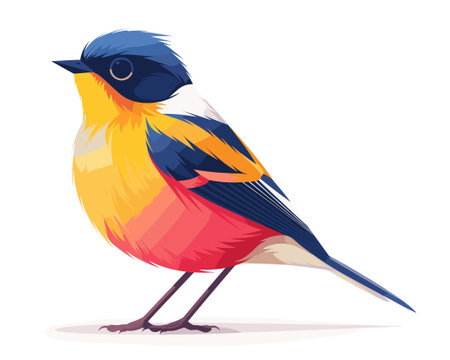 Bullfinch on white background. Vector illustration in cartoon style.のイラスト素材
