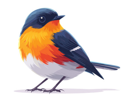 Red-crowned robin bird. Cartoon vector illustration.のイラスト素材