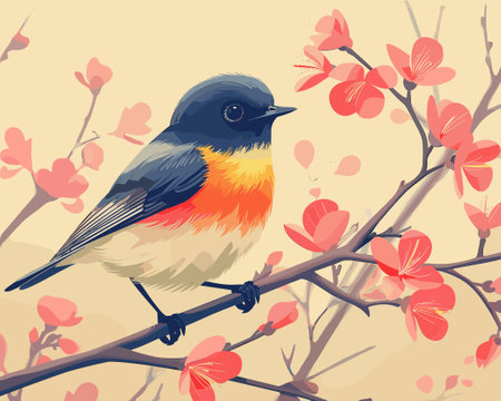 Finch bird. Vector illustration of a bird in cartoon style.のイラスト素材